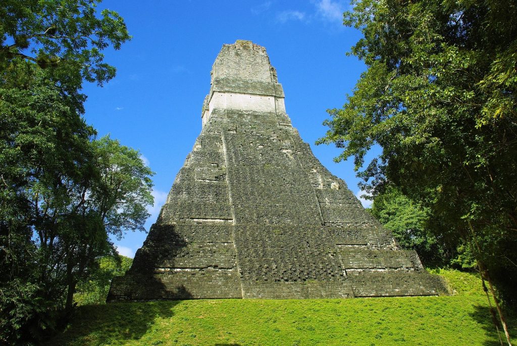 tikal, pyramid, maya, rainforest, guatemala,